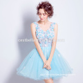 Short Prom party dress women chiffon evening dress light blue short bridesmaid dress